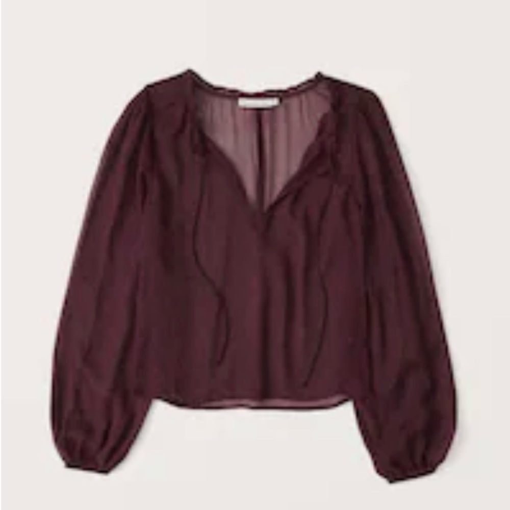 Express Long-Sleeve Tie-Front Chiffon Top‎